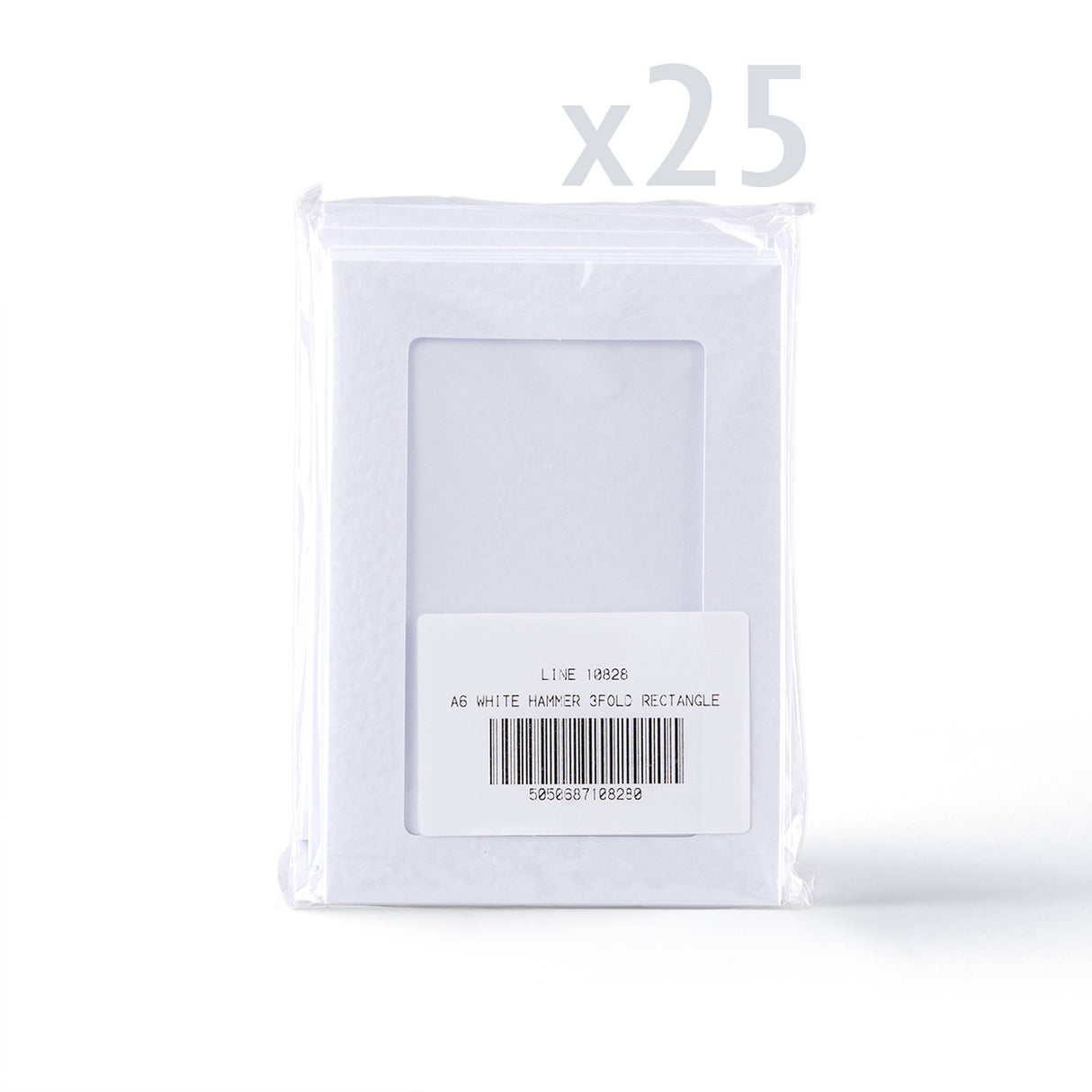 Confezione di biglietti bianchi martellati con finestra rettangolare